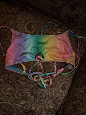 Rainbow Pastel Strappy Bralette for Rave